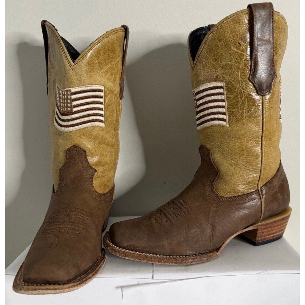 J.B. Dillon Distressed American Flag Square Toe Western Boot Women’s Size 9B